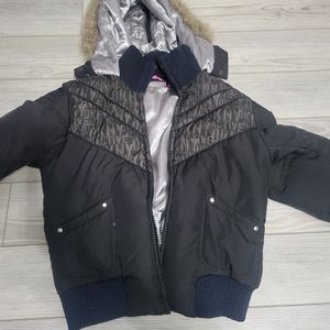 DKNY active jacket black winter detachable hoodie small